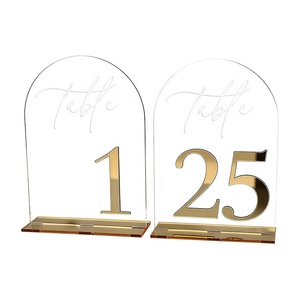 Altın Gümüş Lüks Yüksek Kaliteli Dayanıklı <span class=keywords><strong>5X7</strong></span> İnç Şeffaf Akrilik Kavisli Masa Numarası Standı 13x18 cm Düğün Partisi İçin - Product Image 5