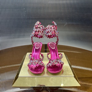 Designer Luxury Pearl Studded <b>Closed</b> <b>Toe</b> Ankle Lace Slip-On High <b>Heels</b> for Ladies Fashion Trend Breathable Sexy Thin All Seasons - Product Image 1