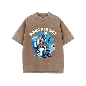 Camiseta de lavado ácido de algodón 100% personalizada de fábrica, ropa de calle Vintage de peso pesado con estampado de Halloween, técnicas bordadas ODM - Product Image 6