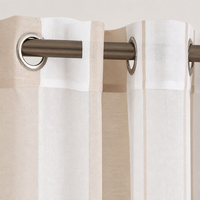 Aodu Rideau Semi-Transparent en Lin à Rayures Verticales, Large et Étroit, avec Œillets et Passe-Tringle, Panneau de Fenêtre Beige Blanc, Vente en Gros Direct Usine