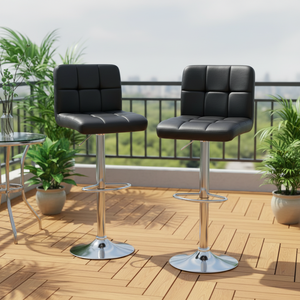 Chaises de bar pivotantes modernes et réglables en similicuir gris pour îlot de cuisine et comptoir de bar - Product Image 3