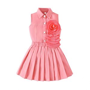 Conjunto Elegante y Vibrante de Falda Plisada y Top sin Mangas con Cuello para Niñas, <span class=keywords><strong>Ropa</strong></span> Infantil para Fiestas, Uso Diario Informal - Product Image 5