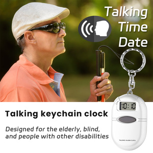 Sveglia portachiavi con orologio ovale parlante, annuncio orario perfetto per persone con situazioni di scarsa illuminazione o ipovedenti-bianco - Product Image 4