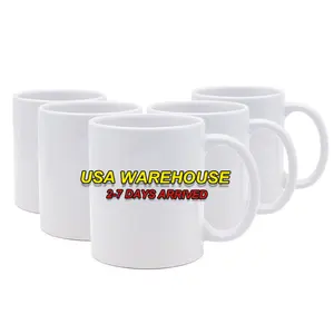 RTS envío gratis 11oz té blanco tazas de café logotipo personalizado impreso sublimación espacios en blanco 11oz Taza de cerámica café