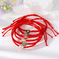 Pulsera de Oro Esmaltado con Ojo Turco y Cuerda Roja de la Suerte, Hecha a Mano, Joyería de Regalo al por Mayor