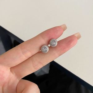 Dylam Trendy S925 <b>Silver</b> Circle Shape Pave Diamond Women Jewelry Accessories Eternity AAAAA Cubic Zirconia <b>Stud</b> <b>Earrings</b> - Product Image 6
