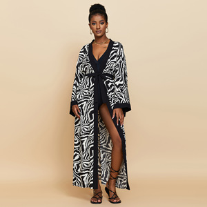 2023 Plus Size Kimono <span class=keywords><strong>Cardigan</strong></span> stampa zebrata donna Base cappotto Kimono <span class=keywords><strong>Cardigan</strong></span> lungo donna Wrap Tie kimono - Product Image 4