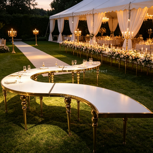 Good Choice Long <b>Table</b> Hotel Wedding Luxury Stainless Steel Gold Serpentine S Shape Banquet <b>Table</b> - Product Image 1