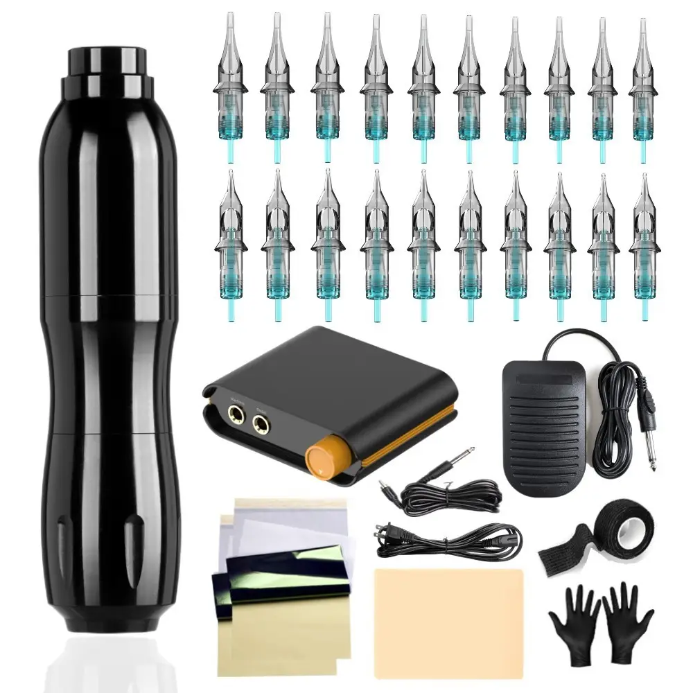 Hot Sale Professional Tattoo Pen Kit With Tattoo Power Supply Set Tattoo Machine Pen Gun Kit For Beginner