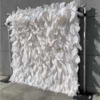 MoKtong Black Rose 5D Flower Wall Backdrop 8ft X 8ft Roll up with Fabric Cloth Back for Dramatic Fashion Event Stage Decor