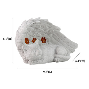 Estatua de jardín conmemorativo de gato en forma de corazón-Gato alado de Ángel con diseño de flores, regalo de luto para mascotas de resina para exteriores/interiores - Product Image 6