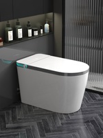 Siège de toilette intelligent de luxe au design moderne avec commande vocale IA, fixation au sol, siphon en S, télécommande, protection en mousse, chauffage du siège, automatique