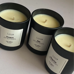 Bougie artisanale en cire de soja parfumée à l'aromathérapie, ronde, sans fumée, LANJO, grande taille, pot noir personnalisé - Product Image 6