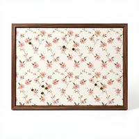 Tablero de anuncios decorativo con marco de madera, tablero de tela floral, tablero de anuncios hexagonal retro para decoración de pared de sala de estar y dormitorio