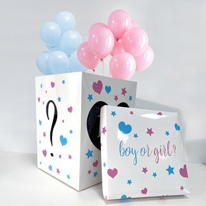 Boîte surprise cube en papier pour révélation du sexe garçon ou fille, ballon de bénédiction, décoration d'<span class=keywords><strong>anniversaire</strong></span>, fournitures de fête - Product Image 4