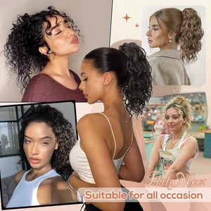 Extension de cheveux à clipser de qualité supérieure, 12 pouces, courte, à griffes, ondulée, bouclée, queue de cheval avec clip à mâchoire, aspect naturel et luxueux - Product Image 2