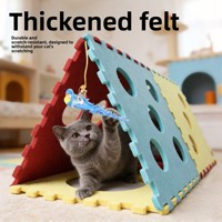 Jouet pour chat, coussin interactif en peluche avec clochette et plumes, pour usage intérieur