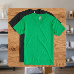 เสื้อยืดคอวีผู้ชายผ้าคอตตอนเจอร์ซีย์ทรงปกติพิมพ์ลายซิลค์สกรีนระบายอากาศได้ดีสำหรับฤดูร้อน - Product Image 3