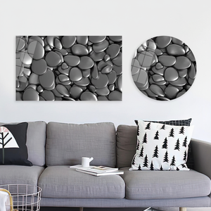 Tableau imprimé sur toile : Décoration murale élégante avec motif graphique pierre argentée, ART EN VERRE TREMPÉ - Product Image 2