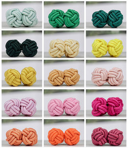 Handmade Trung Quốc Nút Nút đầy màu sắc bóng hình dạng nút Bìa đàn hồi Khuy măng sét nút - Product Image 2