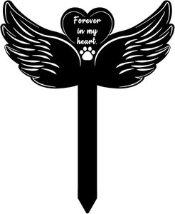 Black Angel Wings Pet Memorial Stake con <span class=keywords><strong>palabras</strong></span> <span class=keywords><strong>de</strong></span> recuerdo, Dog Prints Sympathy Dog Grave Plaque Cemetery Markers Decoraciones - Product Image 1