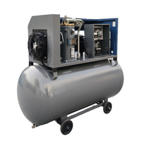 Compresseur d'air mobile silencieux compact deux-en-un à vis, 4 CV, 3,0 kW, 0,8 MPa, 0,3 m³/min, réservoir 160 L, 220 V/50 Hz monophasé, avec roues