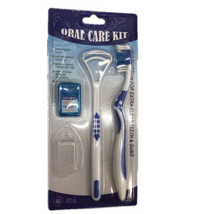 Set <span class=keywords><strong>de</strong></span> 3 Piezas para Cuidado Bucal: Cepillo <span class=keywords><strong>de</strong></span> Dientes Ligero con Cerdas <span class=keywords><strong>de</strong></span> Nylon Medias, <span class=keywords><strong>Raspador</strong></span> <span class=keywords><strong>de</strong></span> <span class=keywords><strong>Lengua</strong></span> Natural y Hilo Dental - Product Image 1