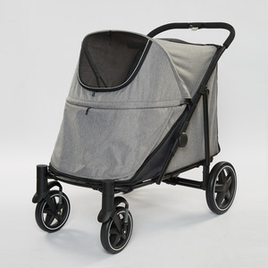 Pet Stroller Large Dog 40kg Capacity Foldable Metal <b>Frame</b> Gray Color - Product Image 1