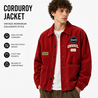 Vestes d'extérieur décontractées pour hommes, style streetwear, avec logo brodé personnalisé, col rabattable, vintage, respirantes, hiver, poches, ODM OEM