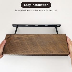 Estantes flotantes de madera Estante rústico de madera gruesa sólida real Hecho a mano - Product Image 3