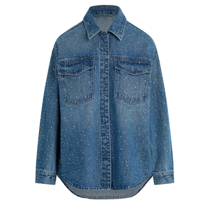 Camicie da <span class=keywords><strong>Donna</strong></span> in Denim Casual Larghe <span class=keywords><strong>con</strong></span> Design alla Moda Personalizzato all'Ingrosso, <span class=keywords><strong>Camicia</strong></span> in Denim Vintage <span class=keywords><strong>con</strong></span> Strass - Product Image 1