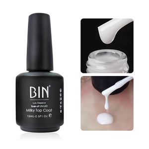 BIN 15ml Personalizar logotipo Etiqueta Capa superior blanca lechosa OEM Venta al por mayor Capa superior Esmalte de uñas de gel Sin toallita Capa superior - Product Image 3