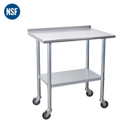 Table de préparation en acier inoxydable, avec roulettes à roulettes, robuste, commerciale, avec sous-étagère réglable, pour Restaurant, maison, hôtel, 1 pièce