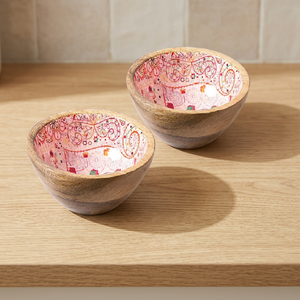 Tazón pequeño de madera de mango ecológico al mejor precio con acabado esmaltado para servir postres en fiestas - Product Image 1