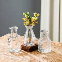 Vases à fleurs modernes miniatures en verre transparent de style vintage pour mariage, maison, table, fête, sol, mur et dessus de table