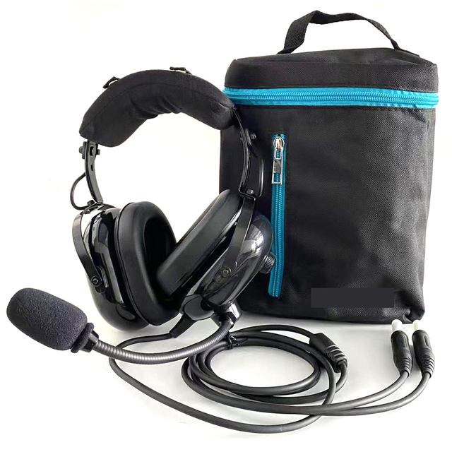 Black Noise Cancelling Aviation Helicopter Headset Noise Reduction Pilot Aviation Headset With 3.5mm Cable for PC Computer