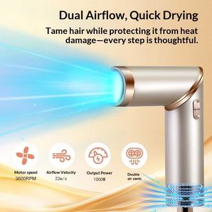 Sèche-cheveux pliable haute puissance 1000W <span class=keywords><strong>à</strong></span> 3 vitesses, multifonction, <span class=keywords><strong>à</strong></span> ions négatifs, air chaud et froid, pour <span class=keywords><strong>coiffure</strong></span> <span class=keywords><strong>en</strong></span> salon - Product Image 3