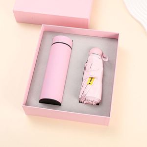 Custom Logo Gift Box Set Stainless Steel Thermostatic Cup Vaccum <b>Flask</b> Tea Coffee Mug Water Bottle <b>with</b> Umbrella for Wedding - Product Image 1