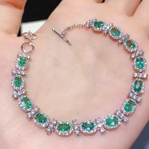 Pulsera de Esmeralda Pura, Piedra en Bruto Colorida, Corte de Precisión, Selección de Regalo para Coleccionistas, Adornos de Diamantes, Engaste de Piedra Central - Product Image 2