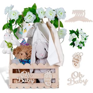 Armario <span class=keywords><strong>de</strong></span> caja <span class=keywords><strong>de</strong></span> madera para Baby Shower-Cesta <span class=keywords><strong>de</strong></span> bebé neutral al género Regalos <span class=keywords><strong>de</strong></span> bienvenida Bebé <span class=keywords><strong>Embarazo</strong></span> Regalos para nuevos padres - Product Image 1