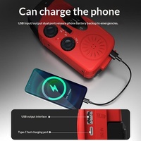 Radio d'urgence solaire à manivelle avec batterie interne 2000 mAh, chargement Type-C, alarme SOS, résistance à l'eau IPX3 et radio NOAA