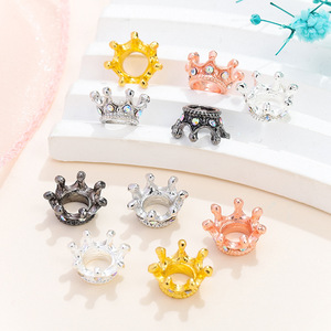Breloque en alliage 3D en forme de couronne avec micro-diamants pour la création de bijoux DIY – Couleurs argent, or, or rose, bronze, noir, or blanc - Product Image 2