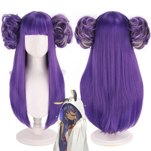Peluca de cosplay <span class=keywords><strong>Fate</strong></span>/<span class=keywords><strong>Grand</strong></span> <span class=keywords><strong>Order</strong></span>, moño grande morado, resistente a altas temperaturas, sin encaje - Product Image 2