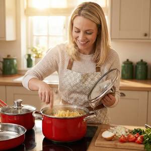 400 Serie RVS kookpottenset met dikke bodem, 3-delig, dikkere braadpannen, lange handgrepen, glazen deksels, Chinees kookgerei - Product Image 5