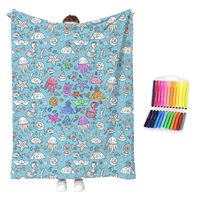 Manta Lavable Creativa Personalizable para Colorear, Manta DIY con Marcadores para Damas