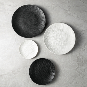 Vaisselle d'usine Chaozhou 2021 hôtel haut de gamme Rock Design artistique noir mat et blanc vaisselle en porcelaine haute et coréenne - Product Image 6