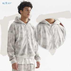 <span class=keywords><strong>ETAI</strong></span> Streetwear pour hommes |   Cardigan zippé en polaire style vieilli très résistant 410g, coupe ample, motif cœur, sweat-shirt d'hiver - Product Image 3