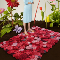 Roter Blumen 3D-Teppich Maßgefertigter Teppich Kinderzimmer Handgefertigte Teppiche für Schlafzimmer Wohnzimmer Großer Shaggy Acryl-Woll-Handgetufteter Teppich