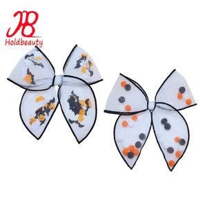 Tùy Chỉnh Halloween Pom Pom Shaker Tulle Bow Và Ma, Jack O Đèn Lồng, Bat Bow - Product Image 1