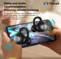 Miccell Original étanche Sport écouteurs faible latence Fitness boucle d'oreille TWS casque Clip-on sans fil jeu véritable affichage numérique